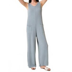 NEW MITTOSHOP sleeveless ribbed wide jumpsuit in slate